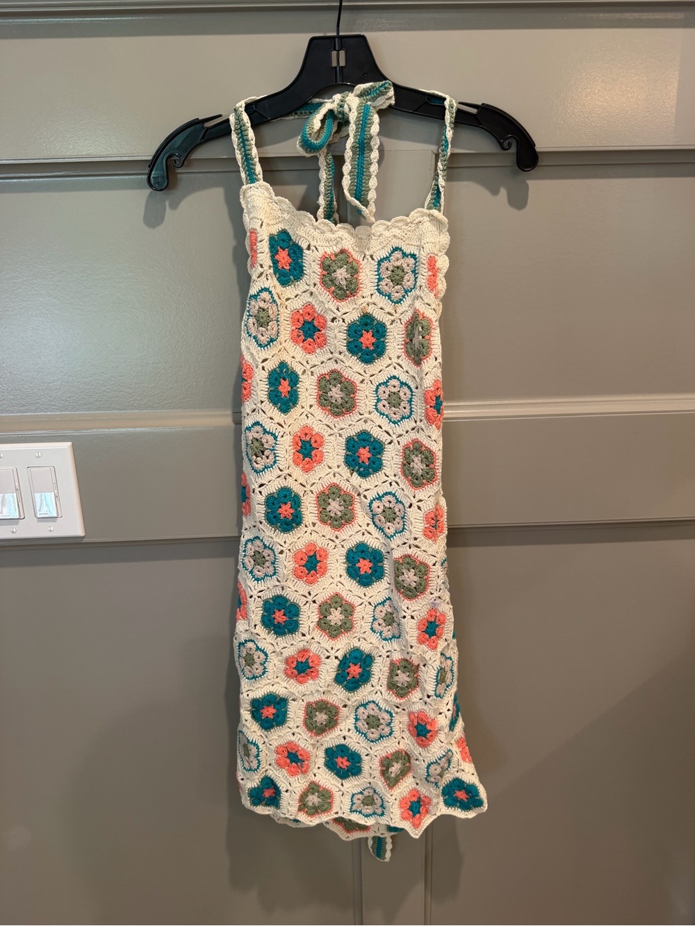 Show Me Your MuMu Crochet Floral Swim Coverup in Cream, Teal & Coral